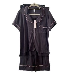 Bare Necessities Sleepwear Set Women M‎ Cool Jade S/S Notch Collar Crop Pant New